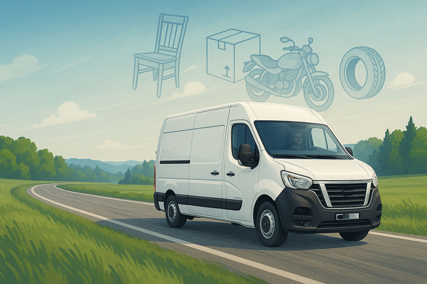 Transport company truck delivering items